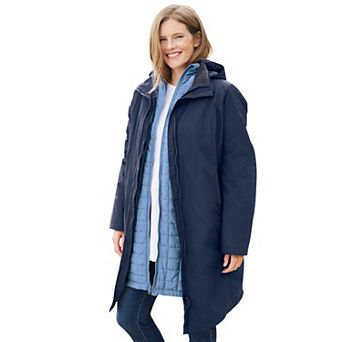 Woman Within Plus Size 3-In-1 Hooded Taslon Jacket