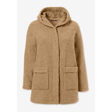 Roaman's Women's Plus Size Hooded Teddy Fleece Coat