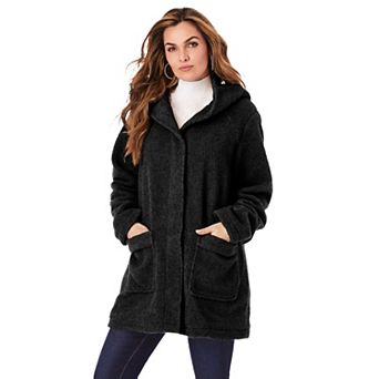 Roaman's Women's Plus Size Plus Size Hooded Teddy Fleece Coat