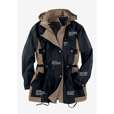 Woman Within Plus Size Colorblocked Taslon Anorak