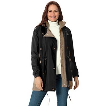 Woman Within Plus Size Colorblocked Taslon Anorak