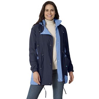Woman Within Plus Size Colorblocked Taslon Anorak
