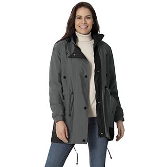 Woman Within Plus Size Colorblocked Taslon Anorak