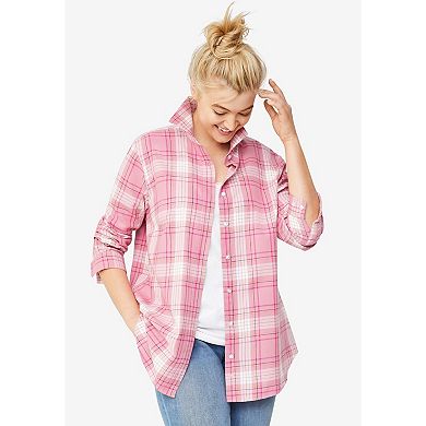 ellos Plus Size Plaid Flannel Shirt