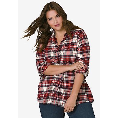 ellos Plus Size Plaid Flannel Shirt
