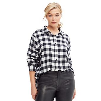 ellos Plus Size Plaid Flannel Shirt