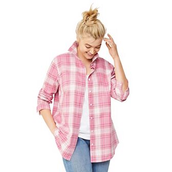 ellos Plus Size Plaid Flannel Shirt