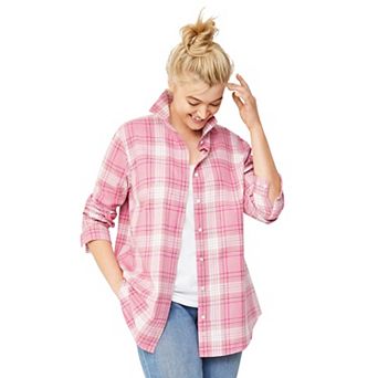 ellos Plus Size Plaid Flannel Shirt