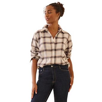 Ellos Plus Size Plaid Flannel Shirt