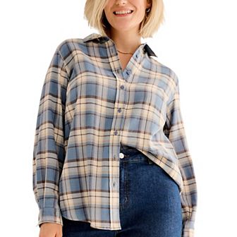 ellos Plus Size Plaid Flannel Shirt