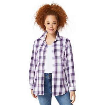 ellos Plus Size Plaid Flannel Shirt