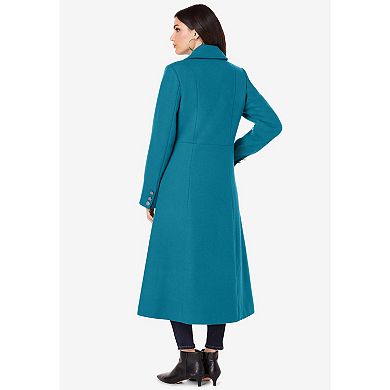 Roaman's Women's Plus Size Long Wool Blend Coat