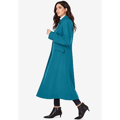 Roaman's Women's Plus Size Long Tailored Wool Blend Coat