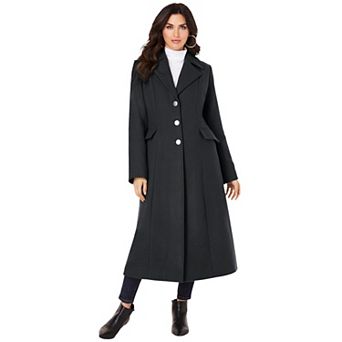 Roaman's Women's Plus Size Plus Size Long Tailored Wool Blend Coat
