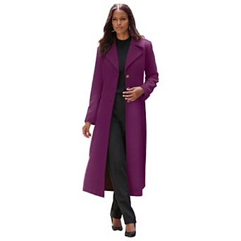 Roaman's Women's Plus Size Long Tailored Wool Blend Coat