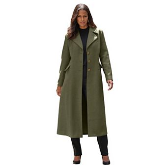 Roaman's Women's Plus Size Long Tailored Wool Blend Coat