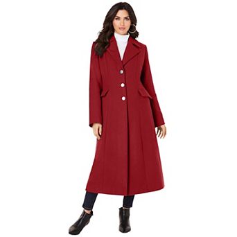 Roaman's Women's Plus Size Plus Size Long Tailored Wool Blend Coat