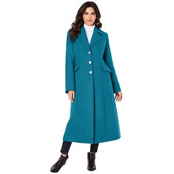 Roaman's Women's Plus Size Plus Size Long Tailored Wool Blend Coat