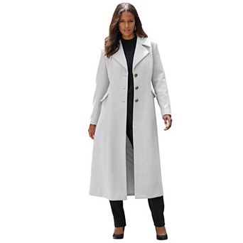 Roaman's Women's Plus Size Long Tailored Wool Blend Coat