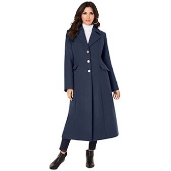 Roaman's Women's Plus Size Plus Size Long Tailored Wool Blend Coat