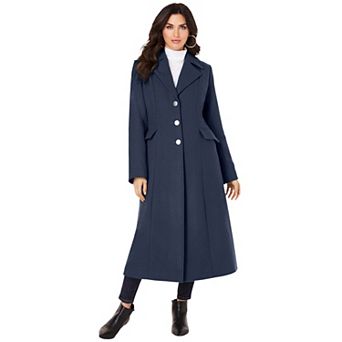 Roaman's Women's Plus Size Plus Size Long Tailored Wool Blend Coat