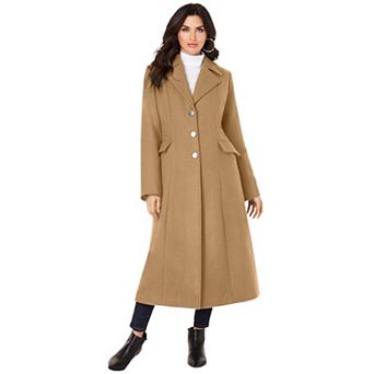 Roaman's Women's Plus Size Plus Size Long Tailored Wool Blend Coat