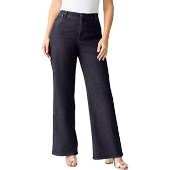 Roaman's Women's Plus Size 24/7 Wide Leg Jean