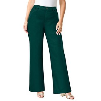 Roaman's Women's Plus Size Classic Stretch Wide Leg Jean