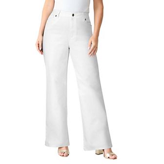 Roaman's Women's Plus Size Plus Size Classic Stretch Wide Leg Jean