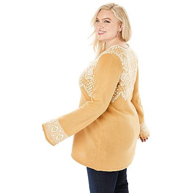 Roaman's Women's Plus Size Fit And Flare Tunic Sweater