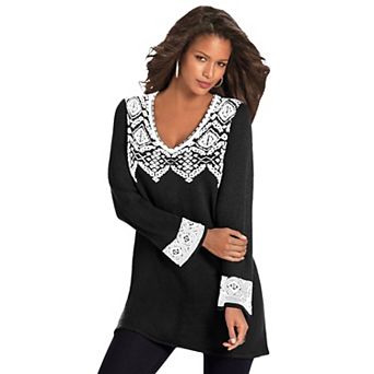 Roaman's Women's Plus Size Fit And Flare Tunic Sweater