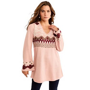 Roaman's Women's Plus Size Fit And Flare Tunic Sweater