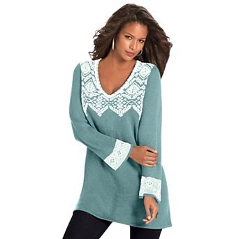Roaman's Women's Plus Size Fit And Flare Tunic Sweater