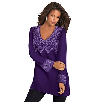 Roaman's Women's Plus Size Fit And Flare Tunic Sweater