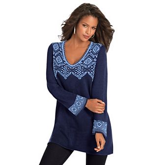 Roaman's Women's Plus Size Fit And Flare Tunic Sweater