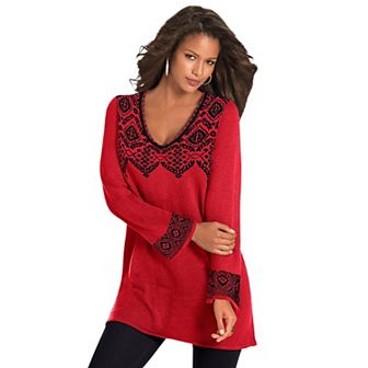 Roaman's Women's Plus Size Fit And Flare Tunic Sweater