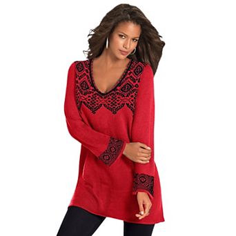 Roaman's Women's Plus Size Fit And Flare Tunic Sweater