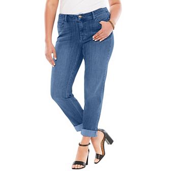 Roaman's Women's Plus Size Plus Size Classic Stretch Boyfriend Jean