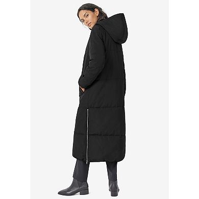 ellos Plus Size Maxi Side-Zip Puffer