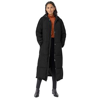 Ellos Women's Plus Size Maxi Side-zip Puffer