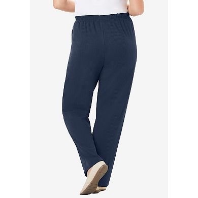 Woman Within Plus Size 7-Day Knit Ribbed Straight Leg Pant