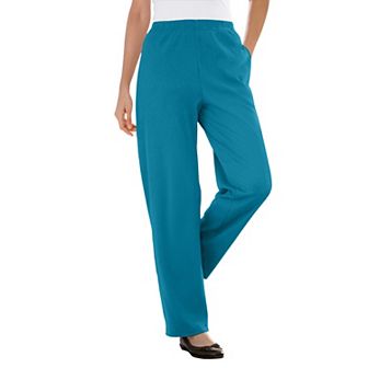 Woman Within Plus Size 7-Day Knit Ribbed Straight-Leg Pull-On Pants