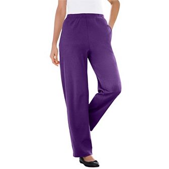 Woman Within Plus Size 7-Day Knit Ribbed Straight-Leg Pull-On Pants
