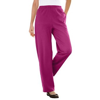 Woman Within Plus Size 7-Day Knit Ribbed Straight-Leg Pull-On Pants