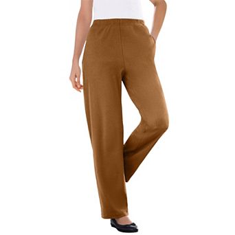 Woman Within Plus Size 7-Day Knit Ribbed Straight-Leg Pull-On Pants