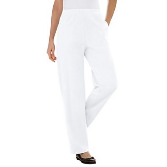 Woman Within Plus Size Petite 7-Day Knit Ribbed Straight-Leg Pull-On Pants