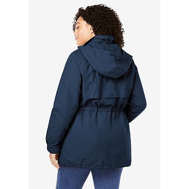Woman Within Plus Size Fleece-Lined Taslon Anorak