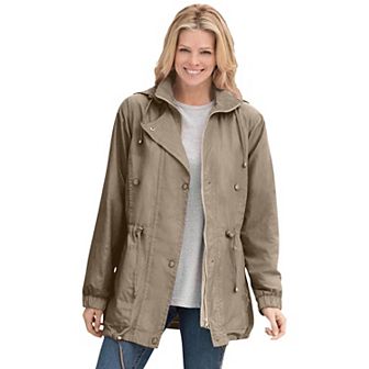 Woman Within Plus Size Fleece-Lined Taslon Anorak