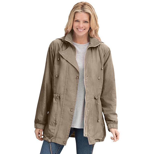 Woman Within Women s Plus Size Fleece lined Taslon Anorak