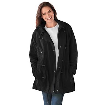 Woman Within Plus Size Fleece-Lined Taslon Anorak